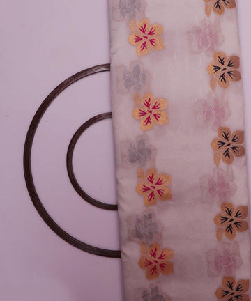 white and pink floral pattern brocade jacquard fabric b146 5852